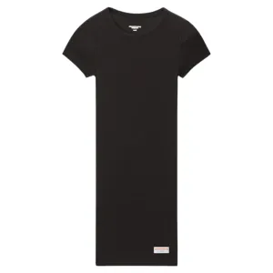 Short Sleeve Crewneck Dress In Ribbed Cotton