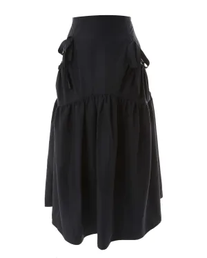 skirt midi with pocket bows - navy