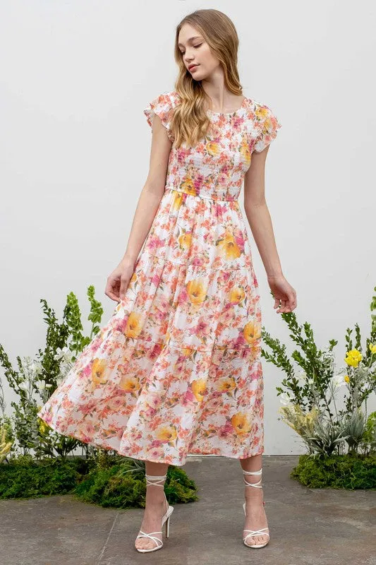 Smocked Floral Dress