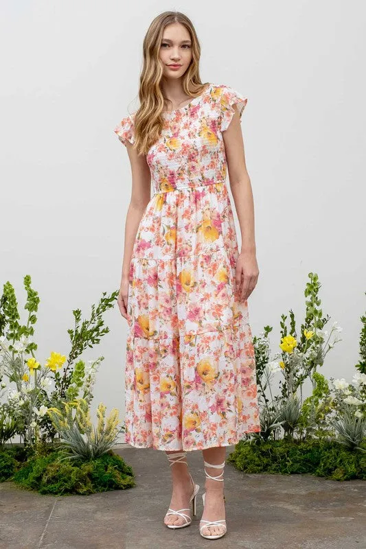 Smocked Floral Dress