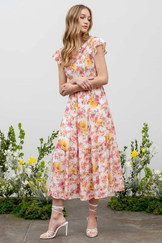 Smocked Floral Dress