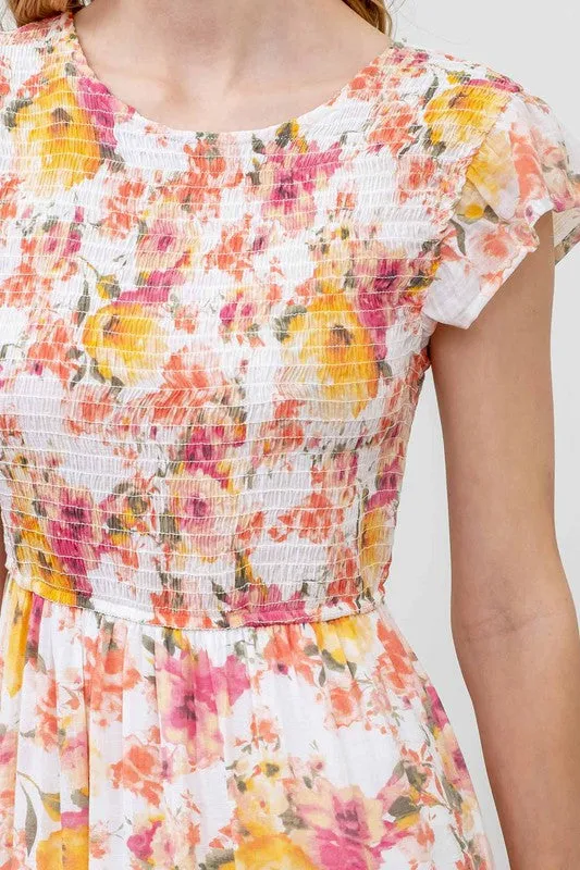 Smocked Floral Dress