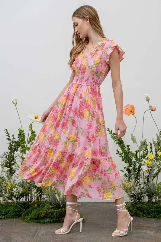 Smocked Floral Dress