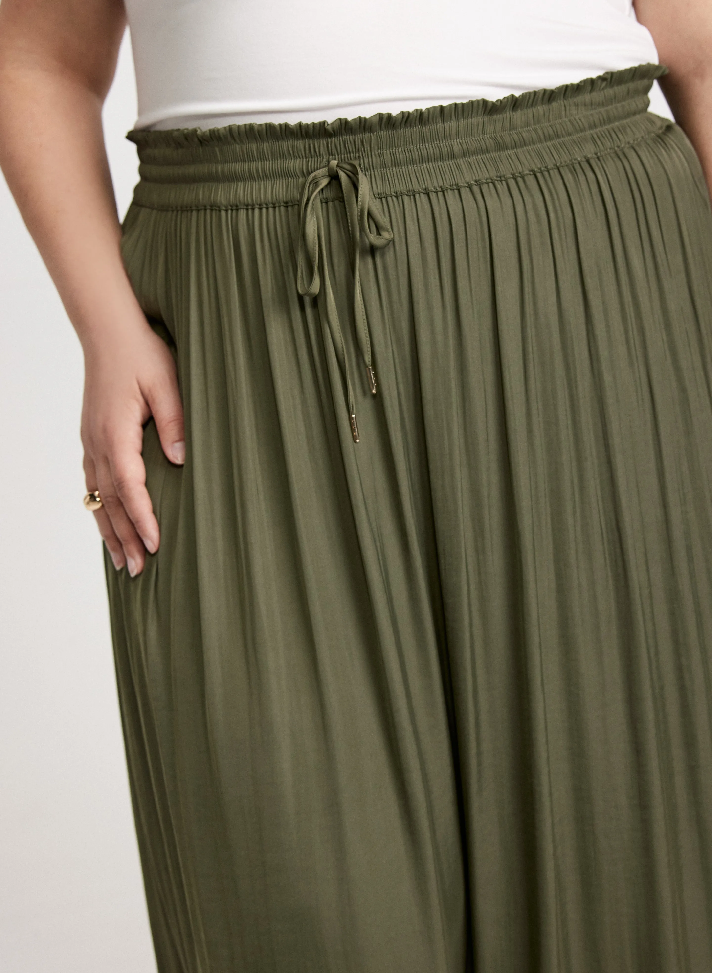 Smocked Waist Satin Maxi Skirt