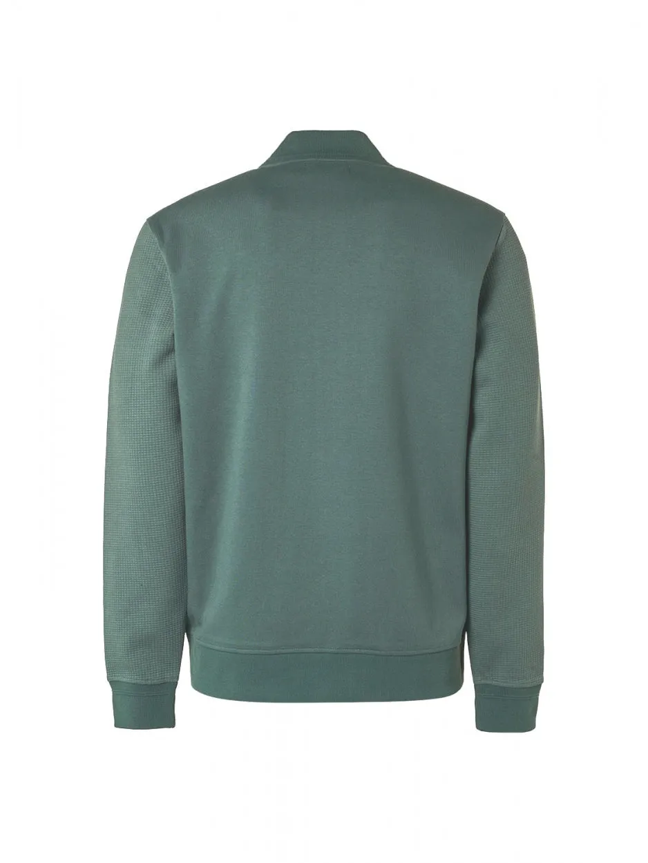 Sweater Full Zipper Waffle Jacquard Stretch Bomber | Steel