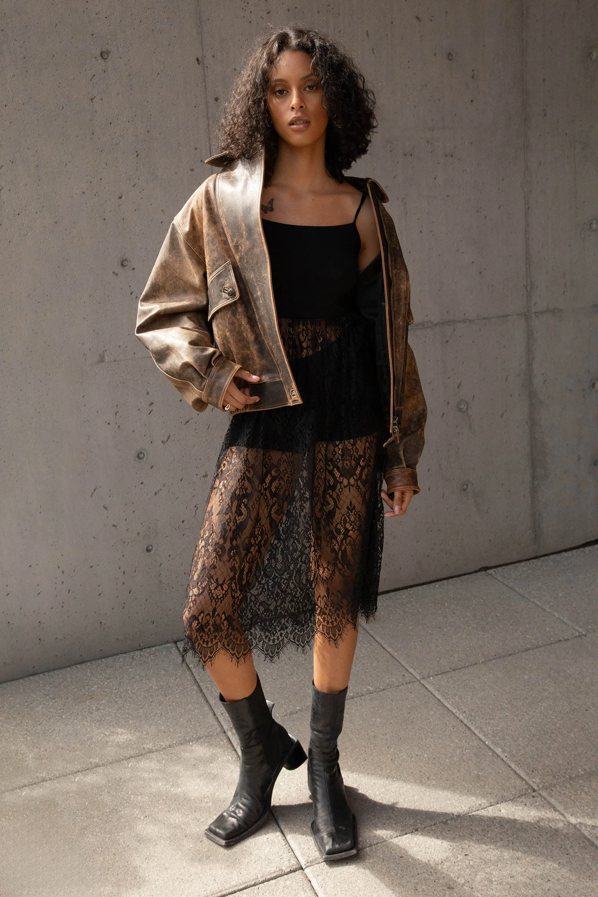 TANK DRESS WITH LACE SKIRT