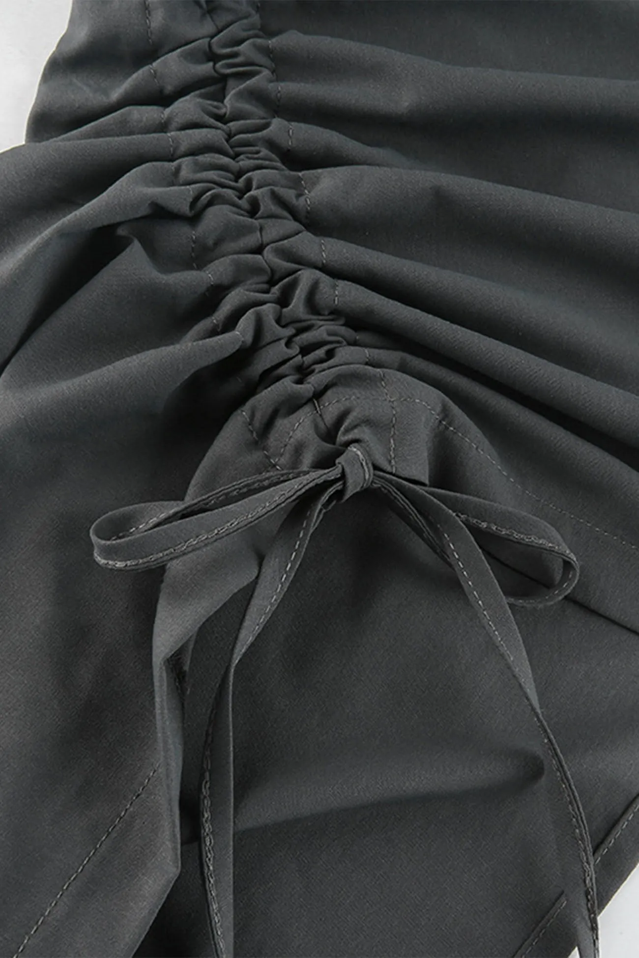 TastyHottie - Solid Color Back Slit Ruched Pocket Midi Skirt