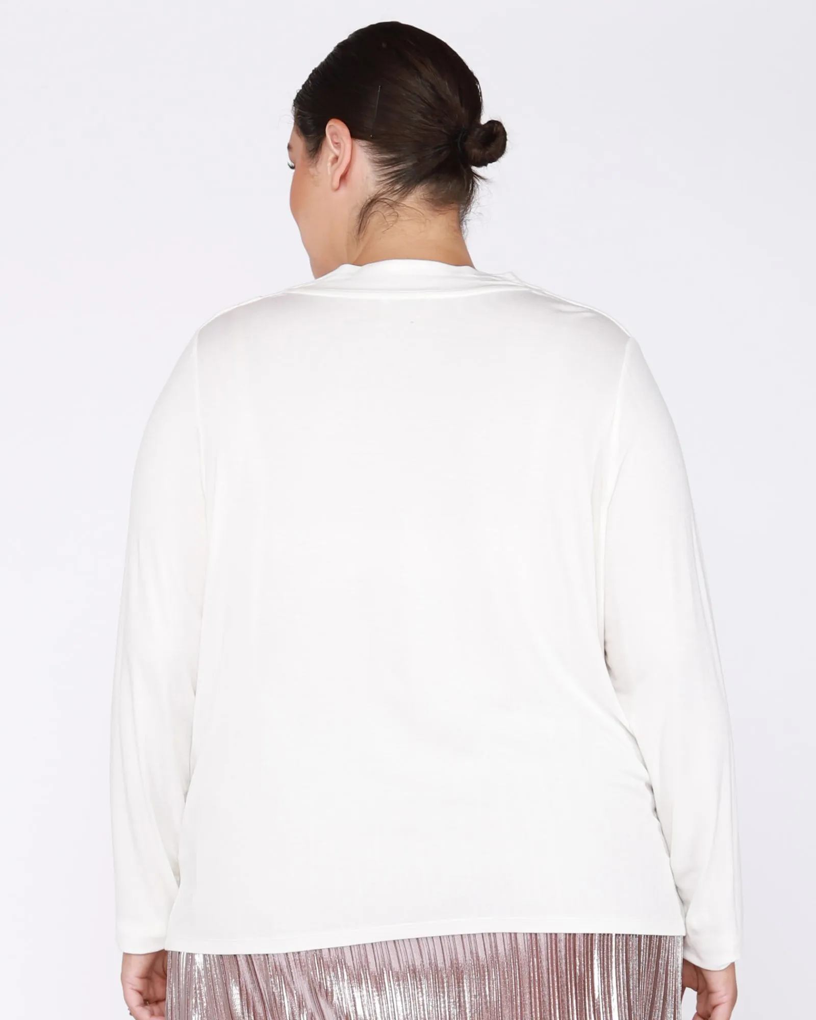 Tessa LS Cowl Neck Top | White