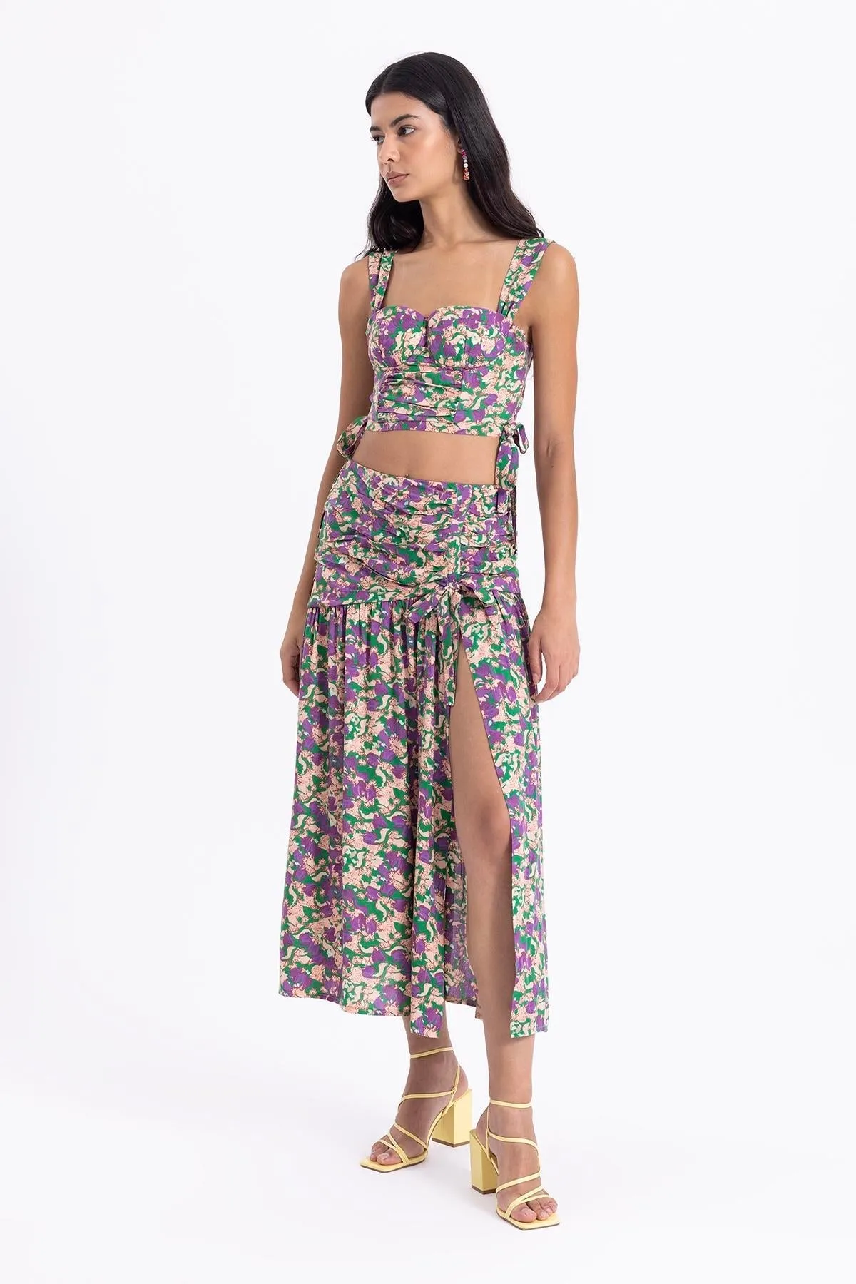 THE DEEP IN LOVE SLIT DETAILED MIDI SKIRT