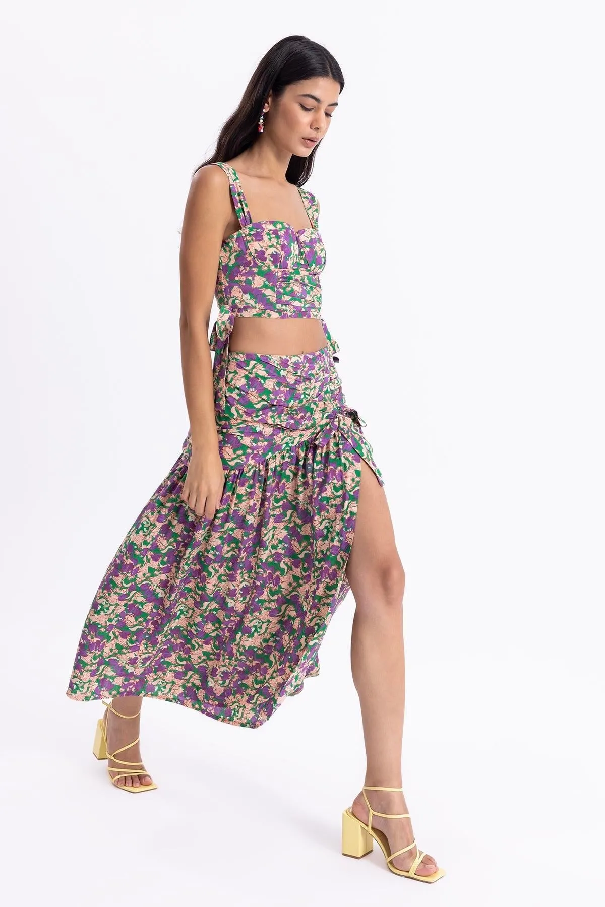 THE DEEP IN LOVE SLIT DETAILED MIDI SKIRT