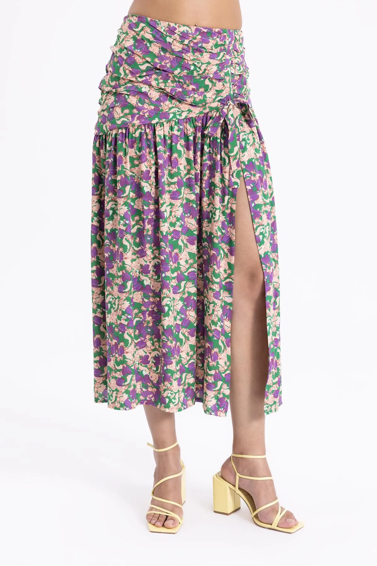 THE DEEP IN LOVE SLIT DETAILED MIDI SKIRT