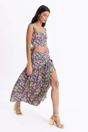 THE DEEP IN LOVE SLIT DETAILED MIDI SKIRT