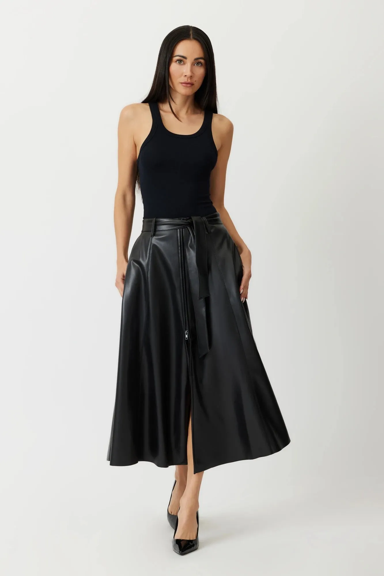 The Pembroke - Black Ethical Leather Maxi Skirt