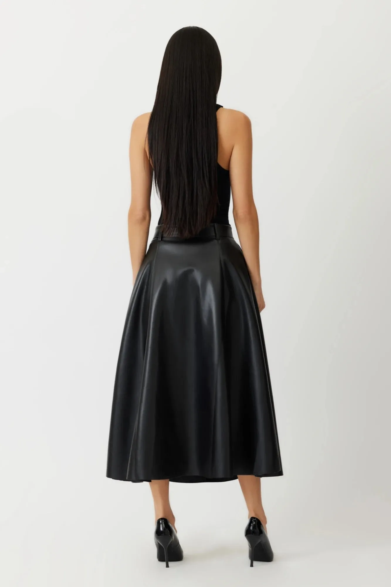 The Pembroke - Black Ethical Leather Maxi Skirt