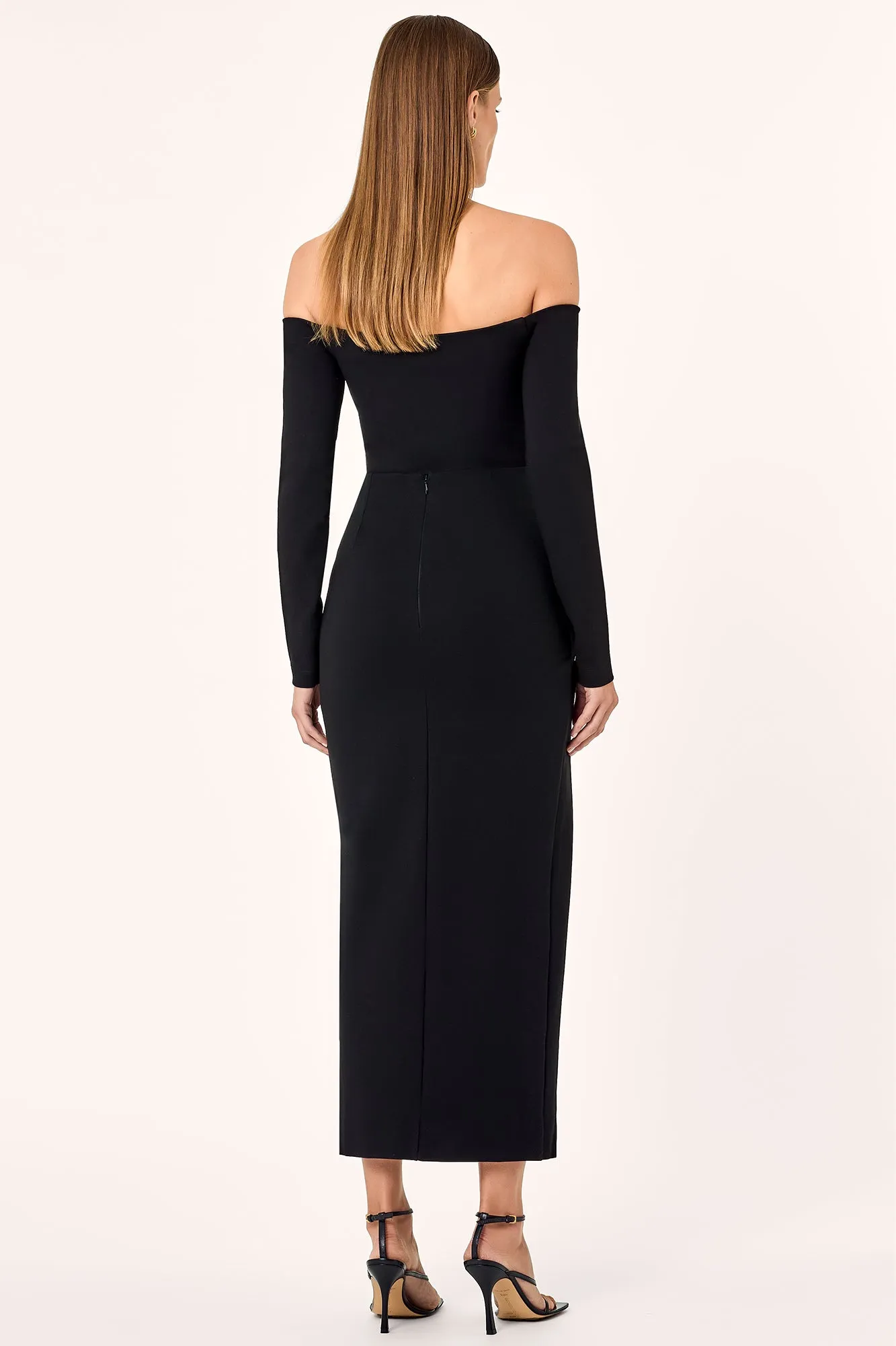 TIANA CROSSOVER MIDI SKIRT W BELT CLOSURE - SOLID Black