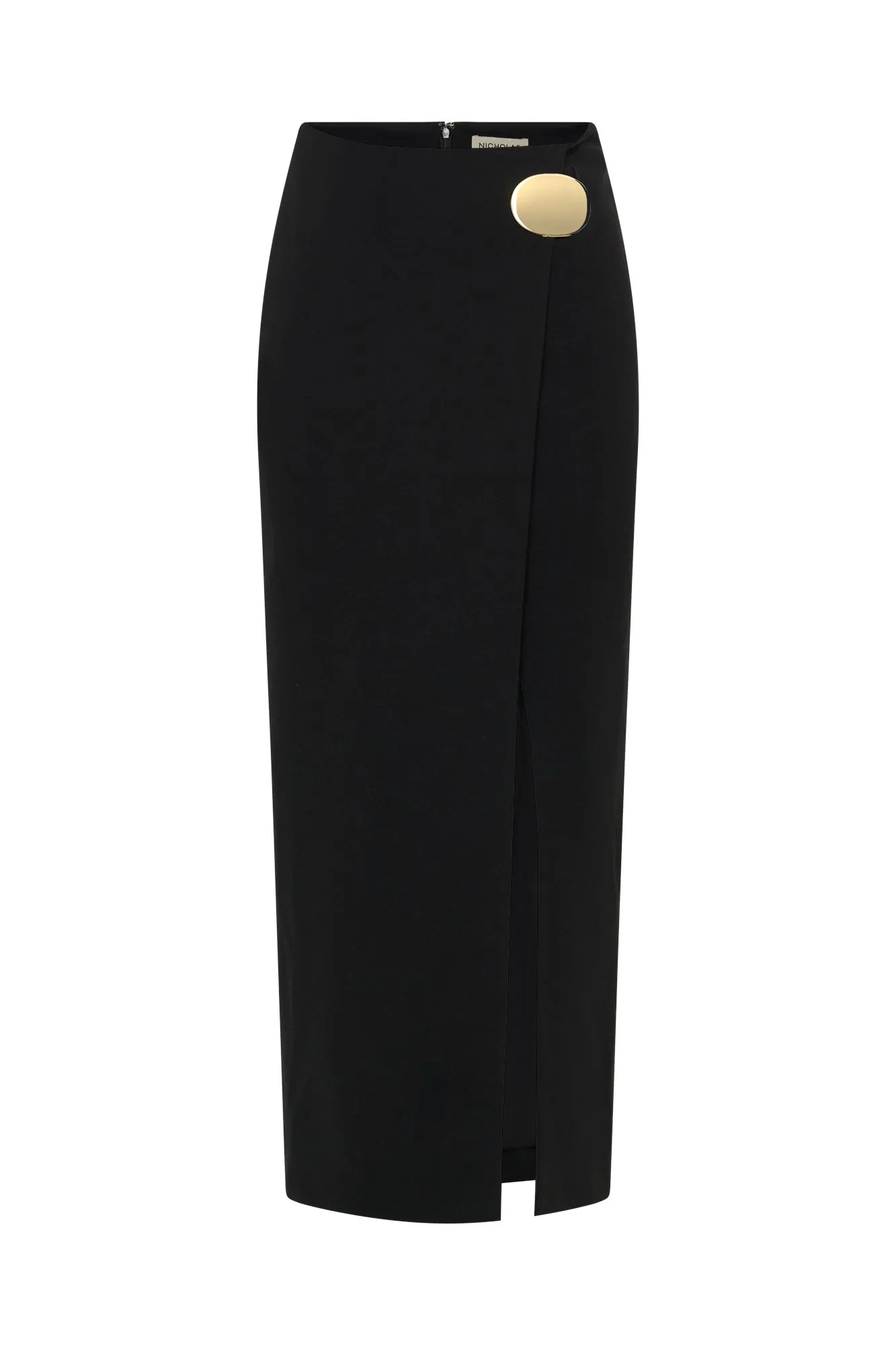 TIANA CROSSOVER MIDI SKIRT W BELT CLOSURE - SOLID Black