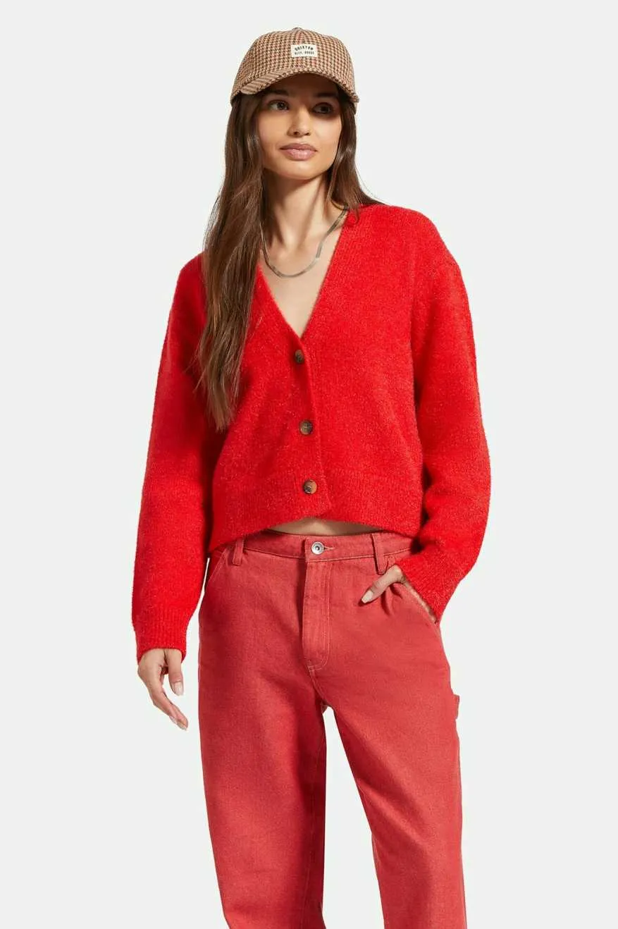 Town Mars Red Mohair Blend Knit Cardigan