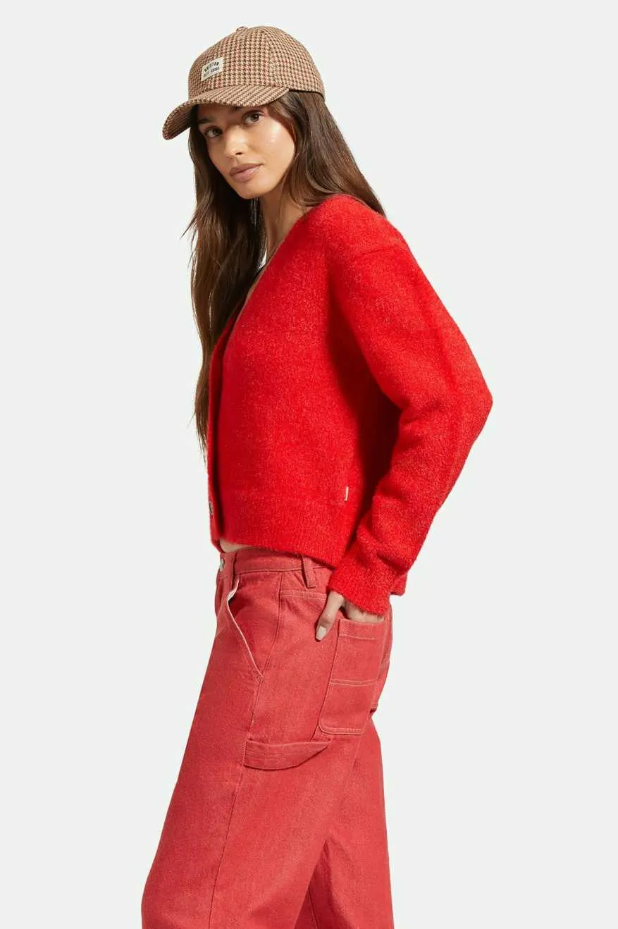 Town Mars Red Mohair Blend Knit Cardigan