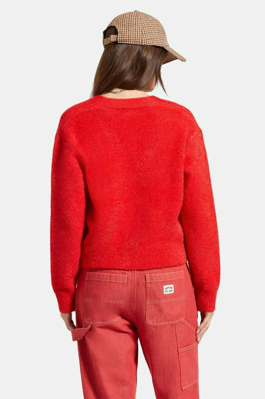 Town Mars Red Mohair Blend Knit Cardigan