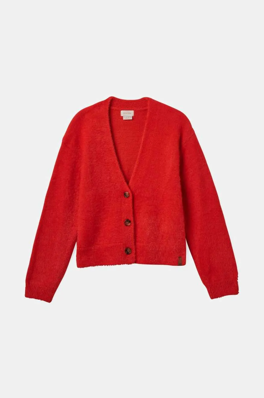 Town Mars Red Mohair Blend Knit Cardigan