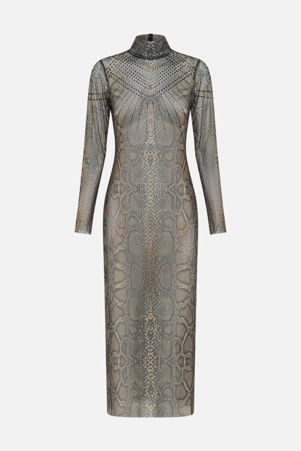 TURTLE NECK MESH DRESS NOUVEAU NOIR