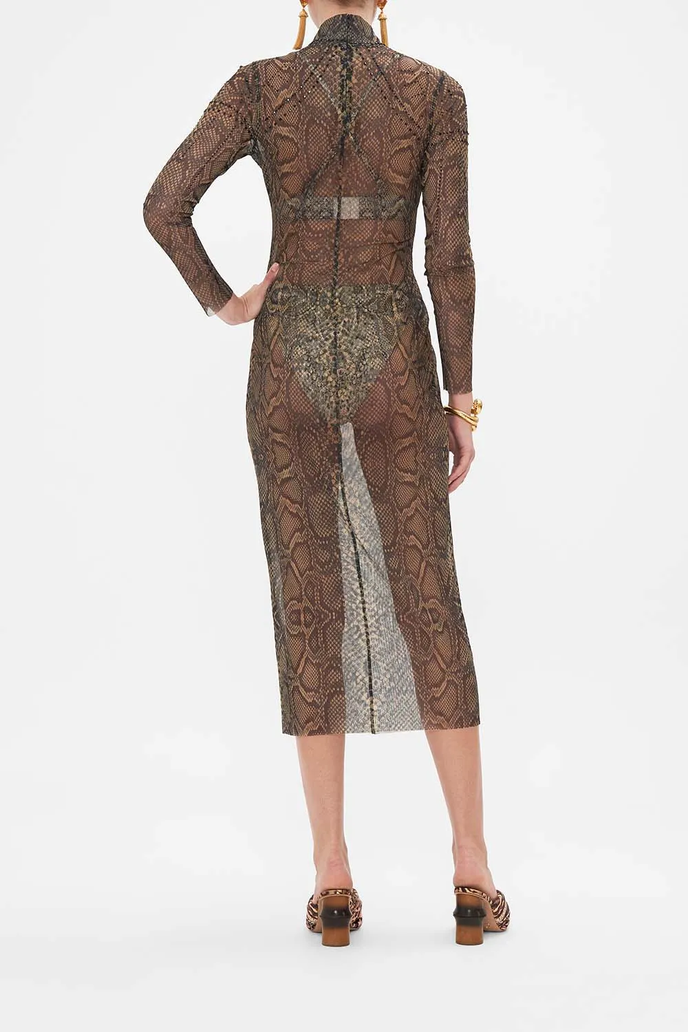 TURTLE NECK MESH DRESS NOUVEAU NOIR