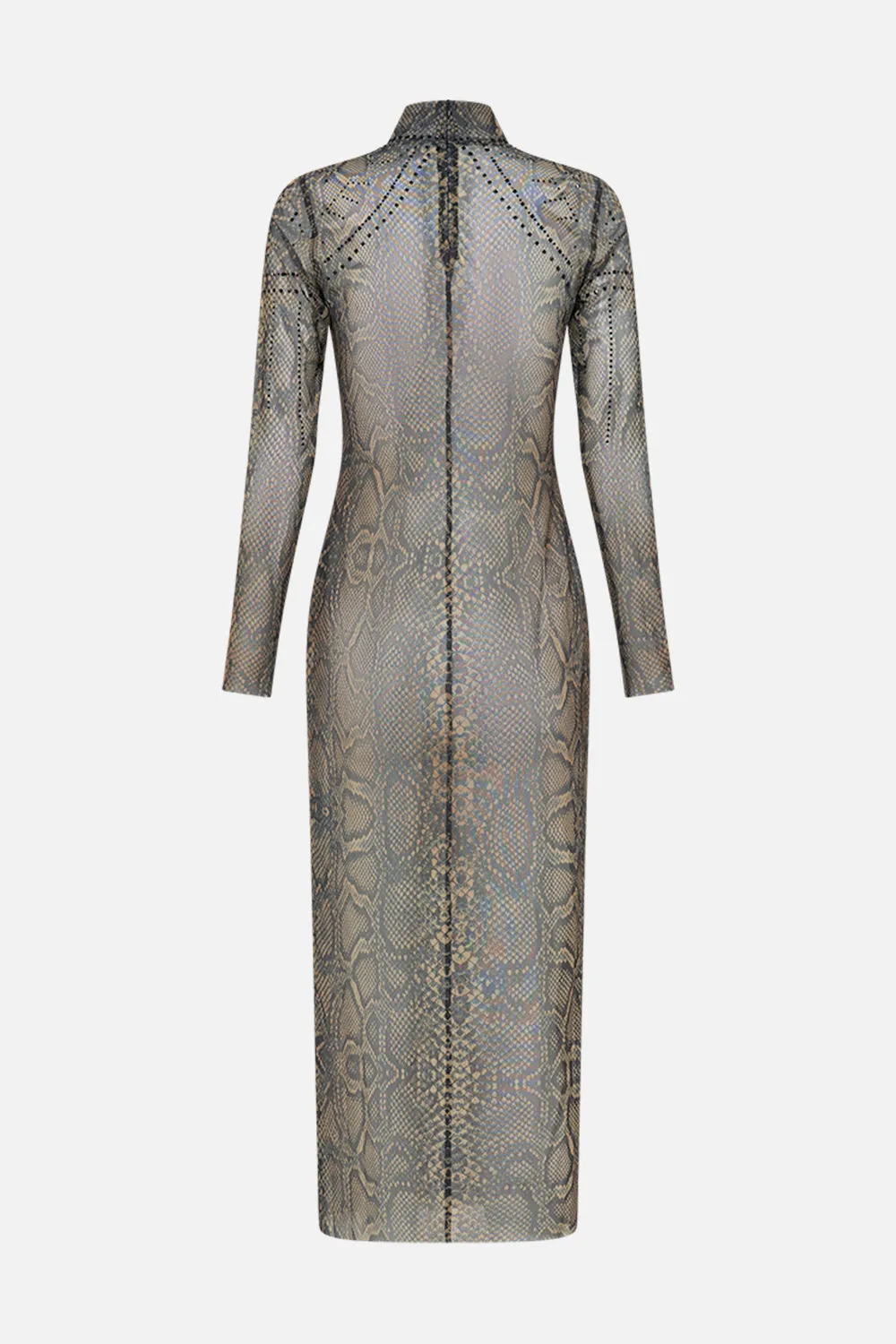 TURTLE NECK MESH DRESS NOUVEAU NOIR