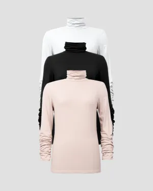 Turtleneck w Rouching at Sleeve