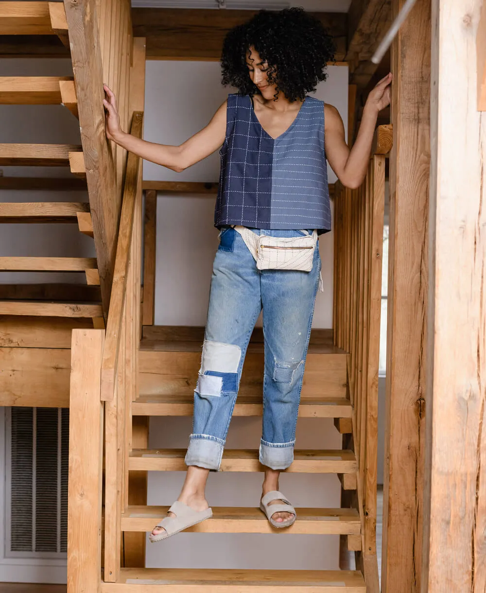 Two-Tone Cropped Tank Top - Slate