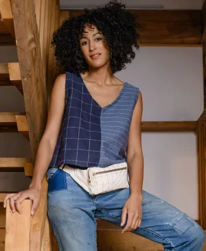 Two-Tone Cropped Tank Top - Slate