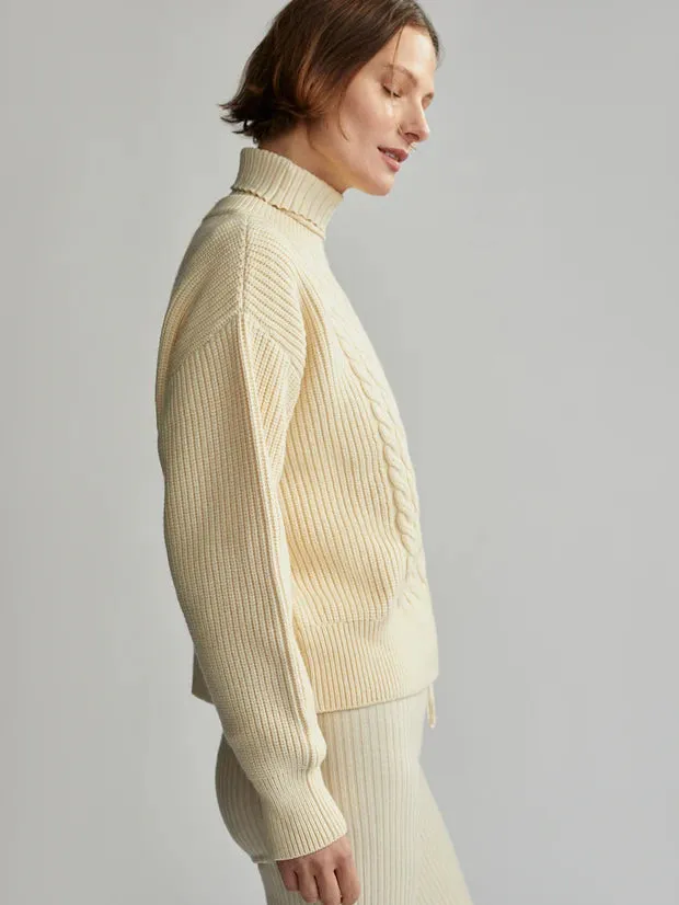 Varley Mondain Cable Knit, Whitecap Grey