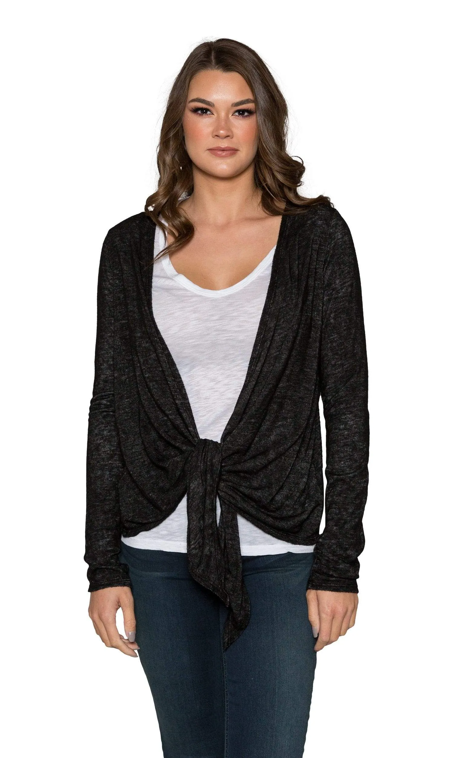 Velvet by Graham & Spencer Margaret Textured Knit Tie Front Cardigan