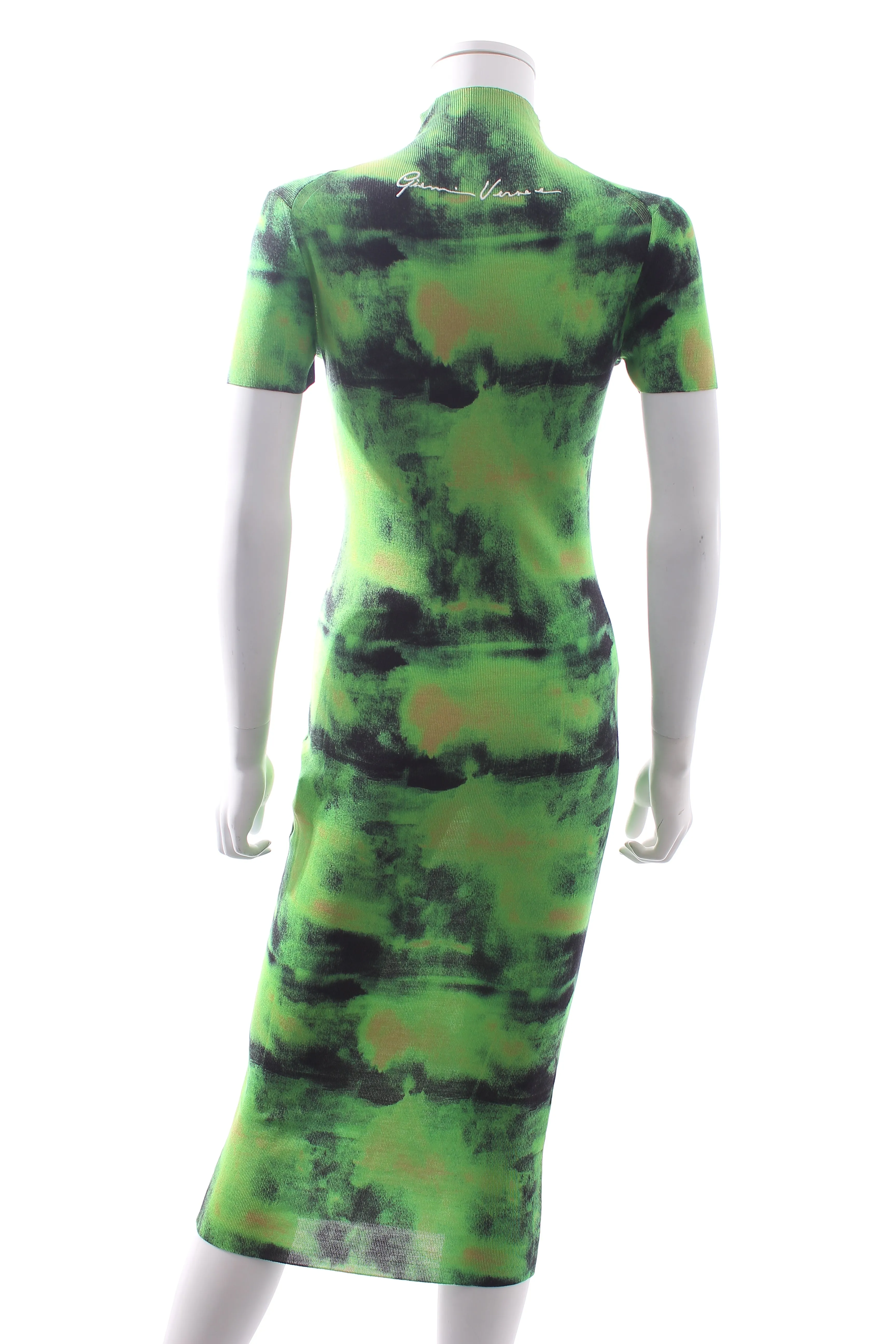 Versace Embroidered Tie-Dye Silk Knit Midi Dress