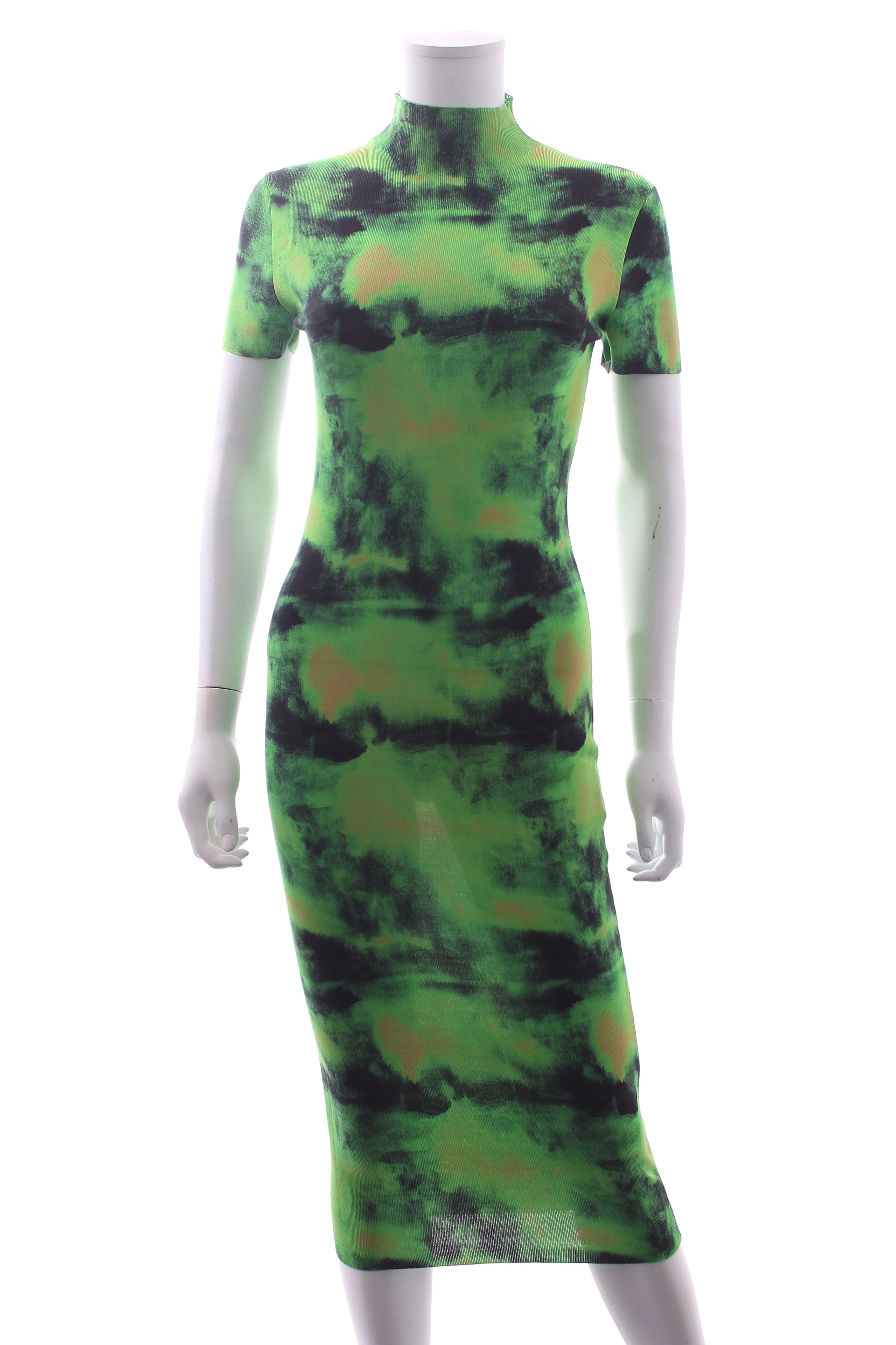 Versace Embroidered Tie-Dye Silk Knit Midi Dress