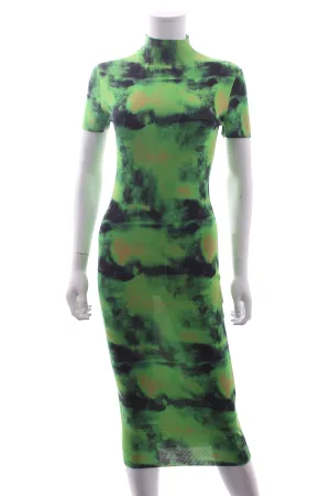 Versace Embroidered Tie-Dye Silk Knit Midi Dress