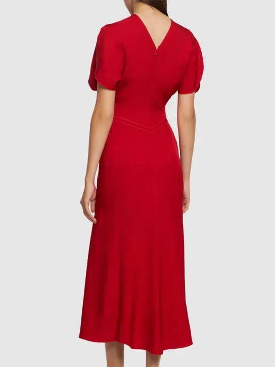 Victoria Beckham   Gathered viscose midi dress 