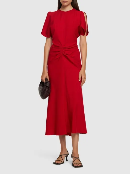 Victoria Beckham   Gathered viscose midi dress 