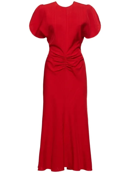 Victoria Beckham   Gathered viscose midi dress 