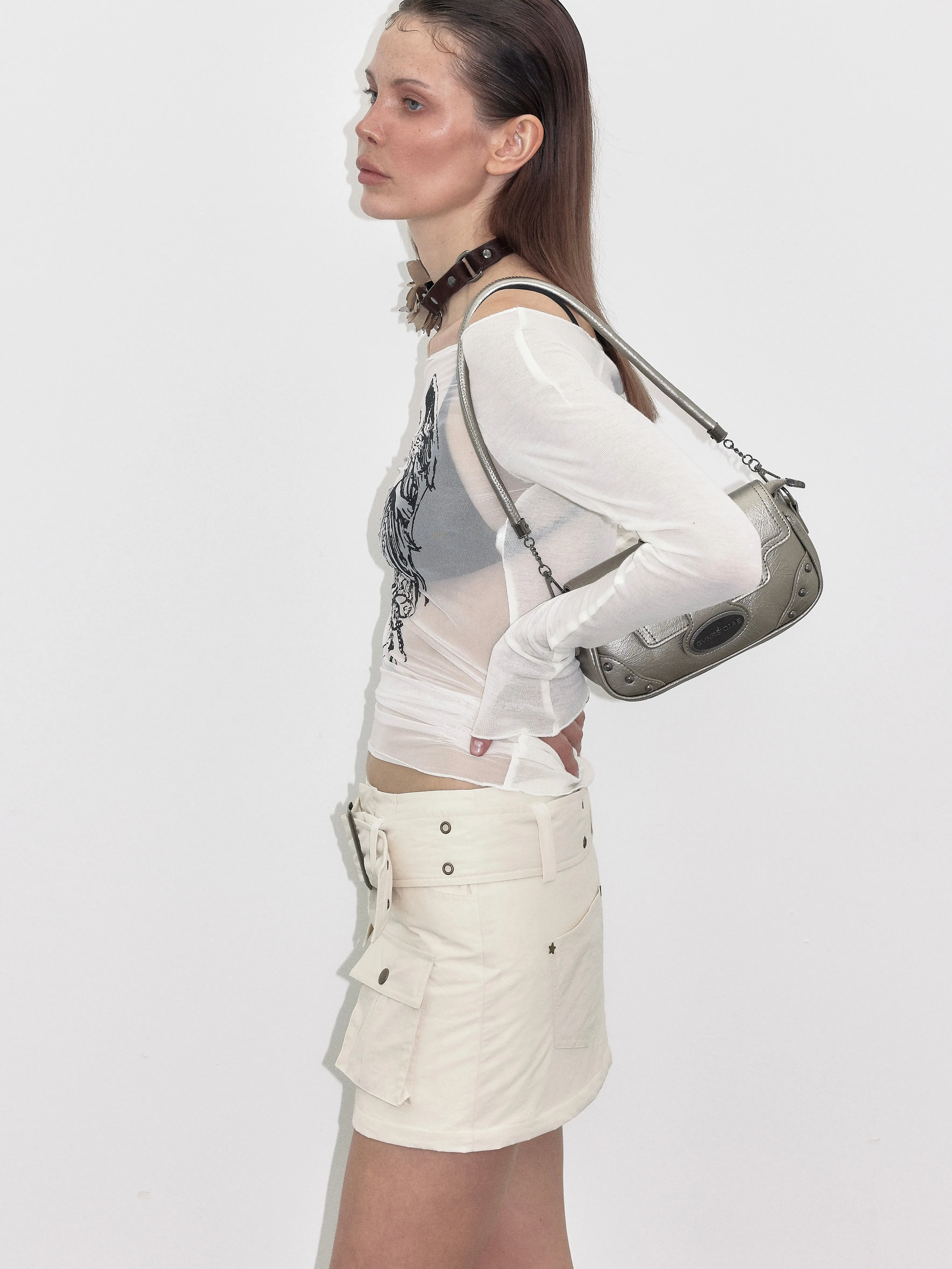 White Lightweight Down  Mini Skirt