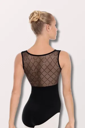 Women's Diamond Back Tank Leotard - Black