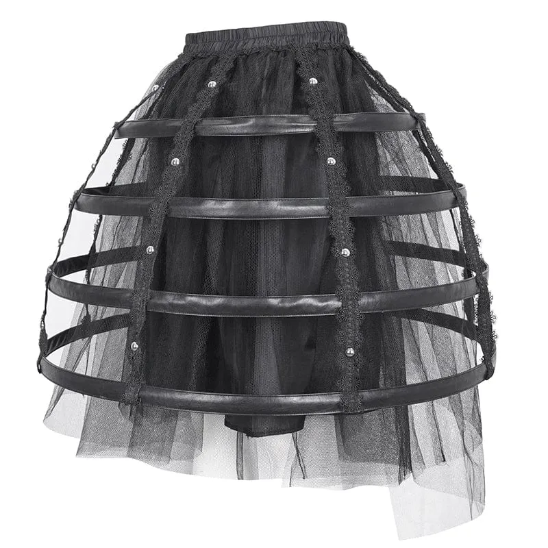 Women's Gothic Mesh Floral Midi Skirt Underskirt