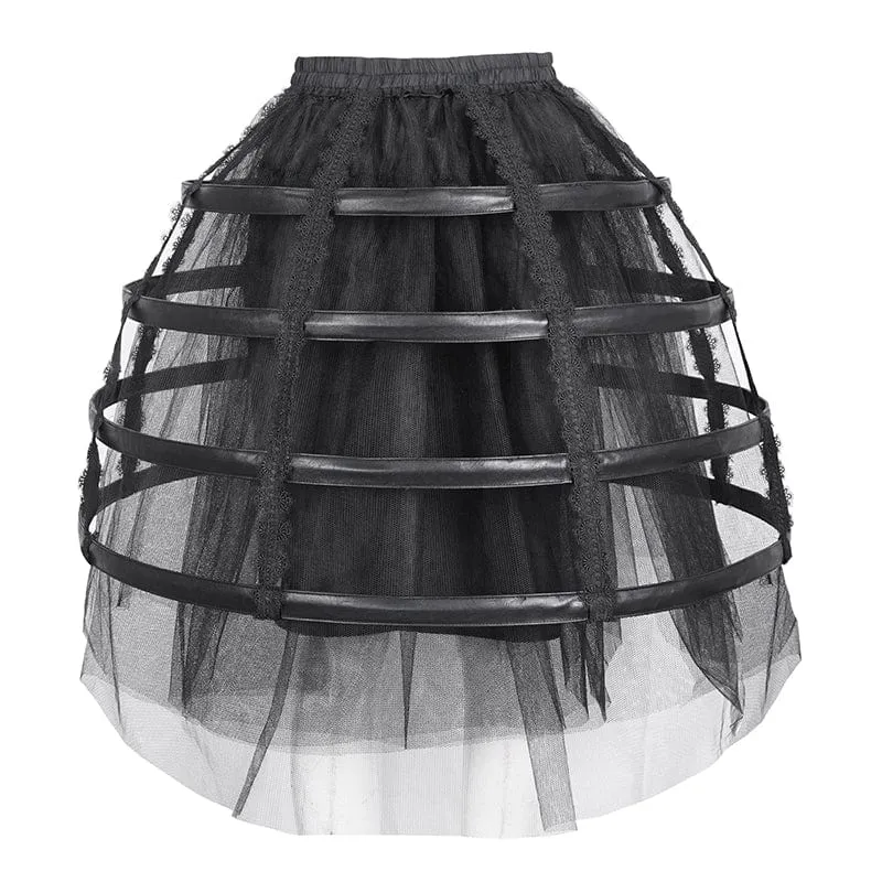 Women's Gothic Mesh Floral Midi Skirt Underskirt