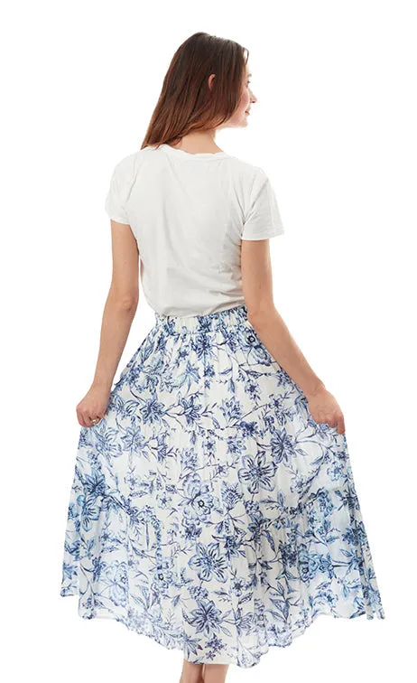 Woodstock Midi Skirt - Blue White
