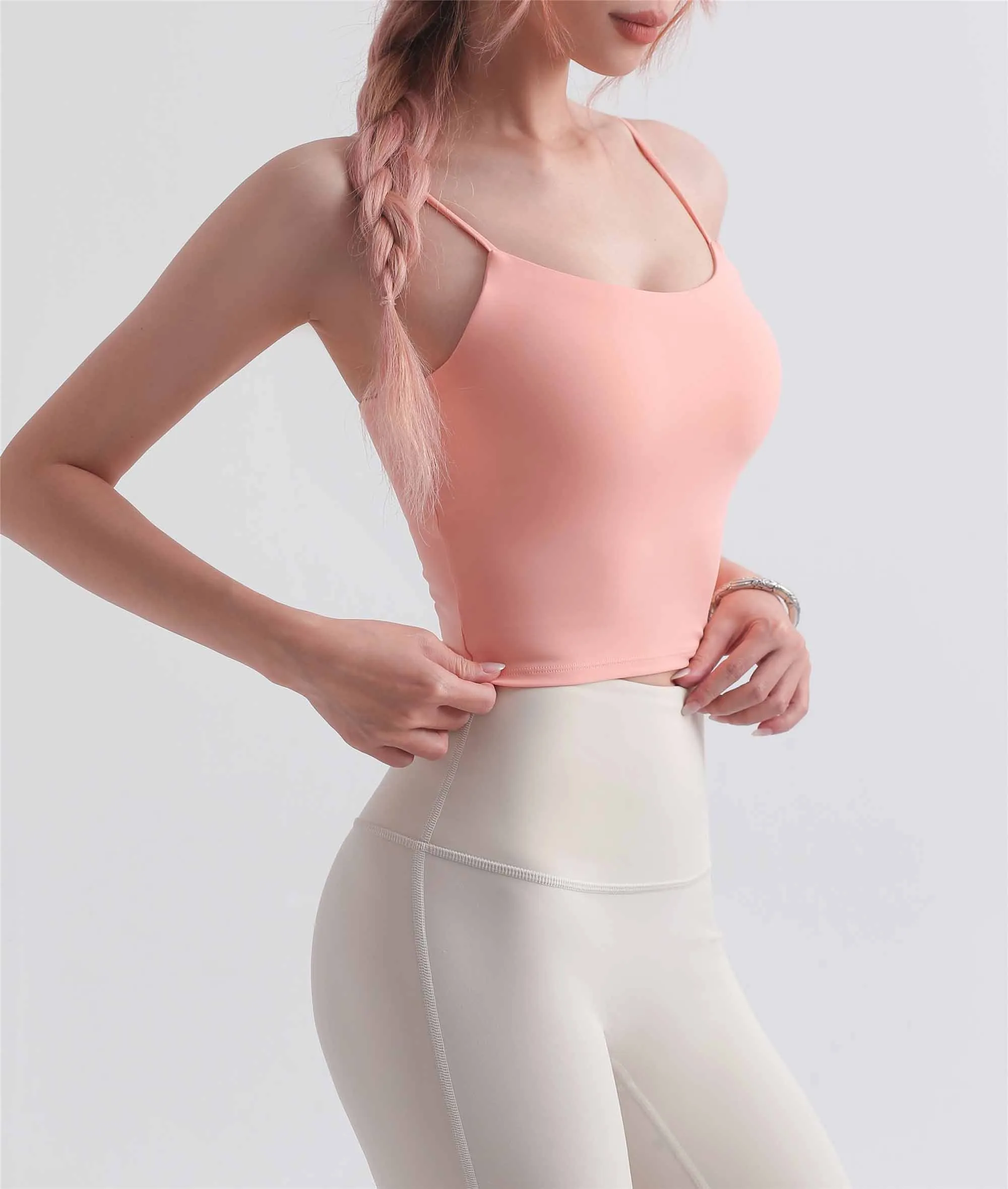 WX1480-LC Lycra Slimming Hot Yoga Bra with Suspenders Sports vest with chest pads Wear fitness underwear over