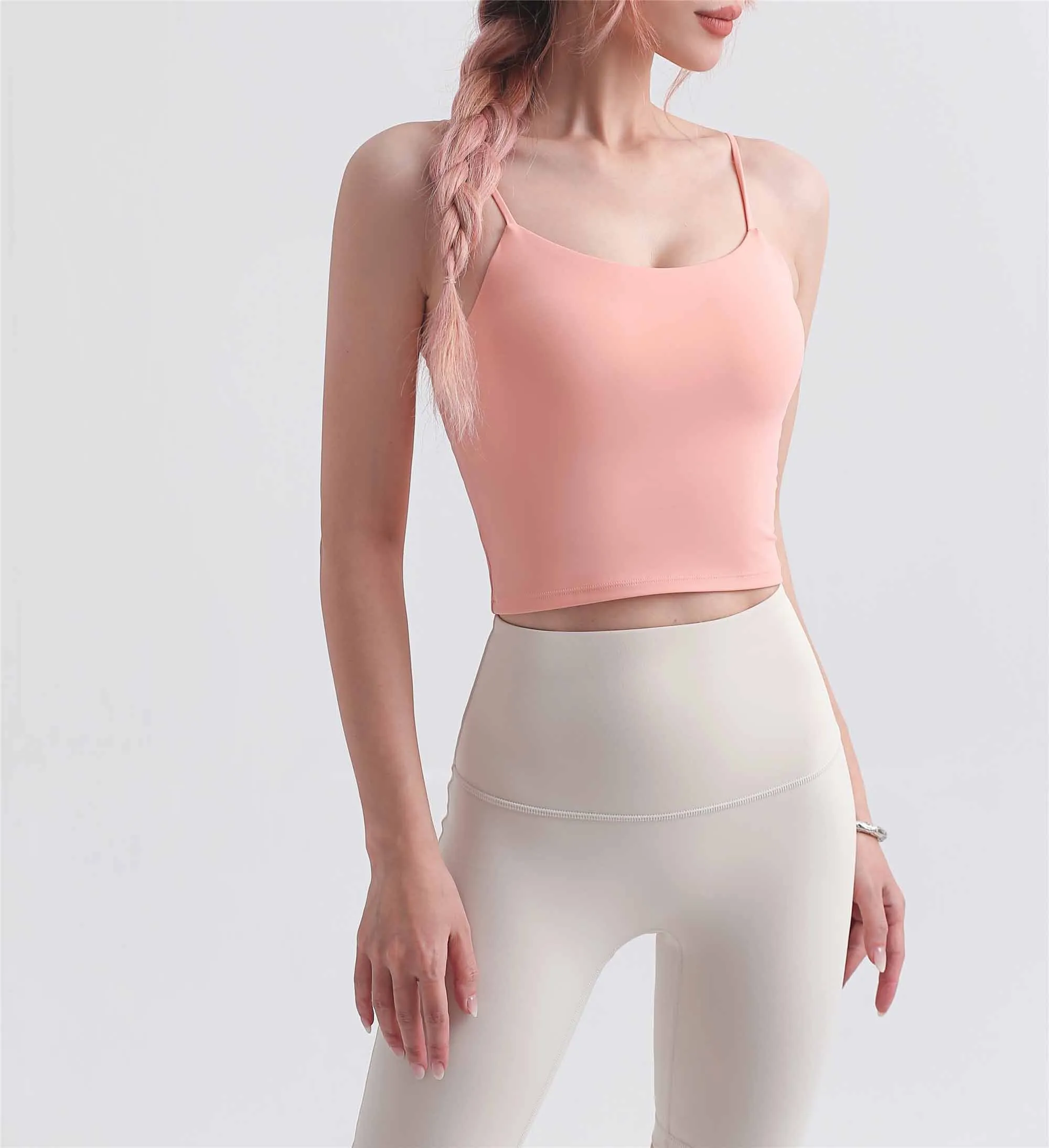 WX1480-LC Lycra Slimming Hot Yoga Bra with Suspenders Sports vest with chest pads Wear fitness underwear over