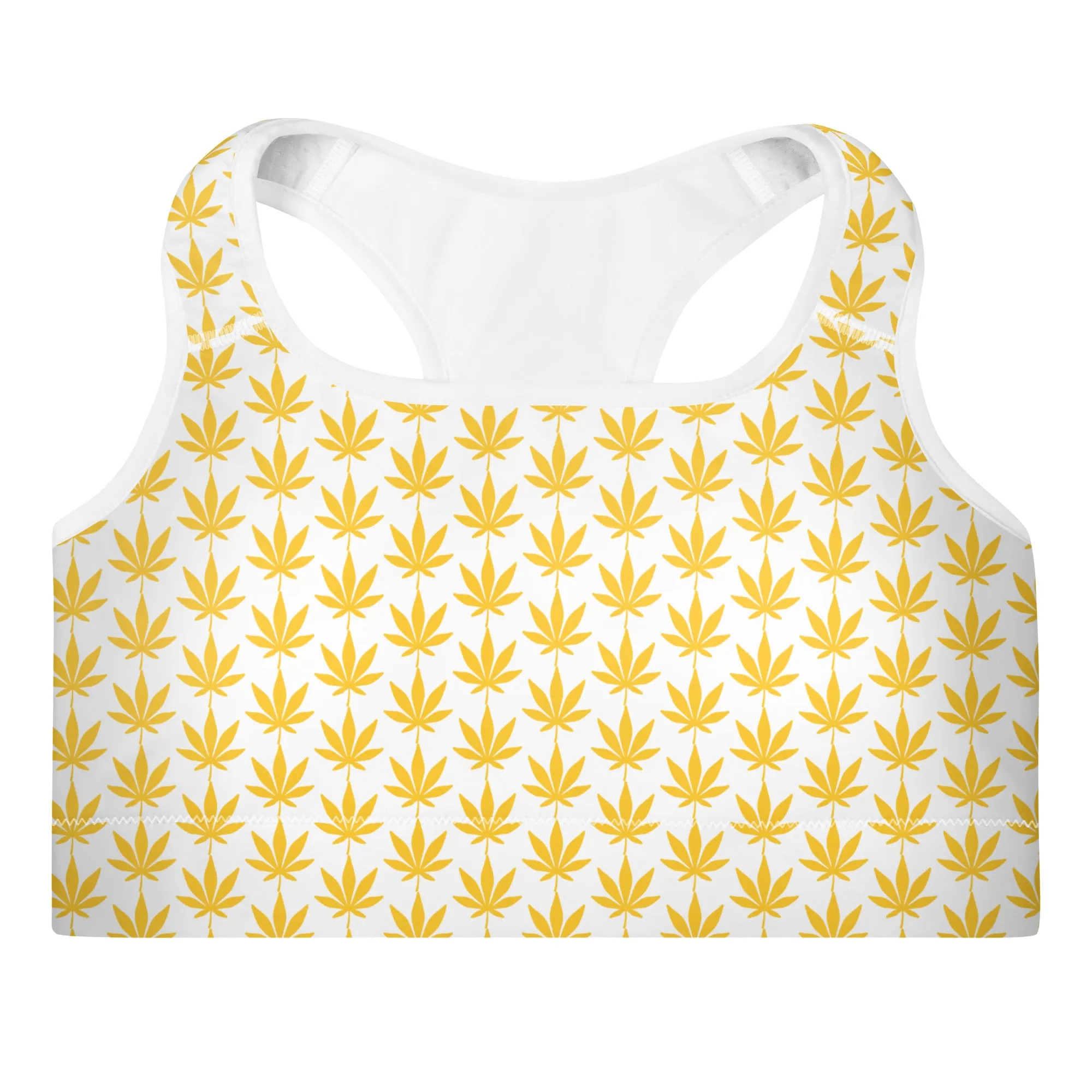 Yellow Leaf Padded Sports Bra