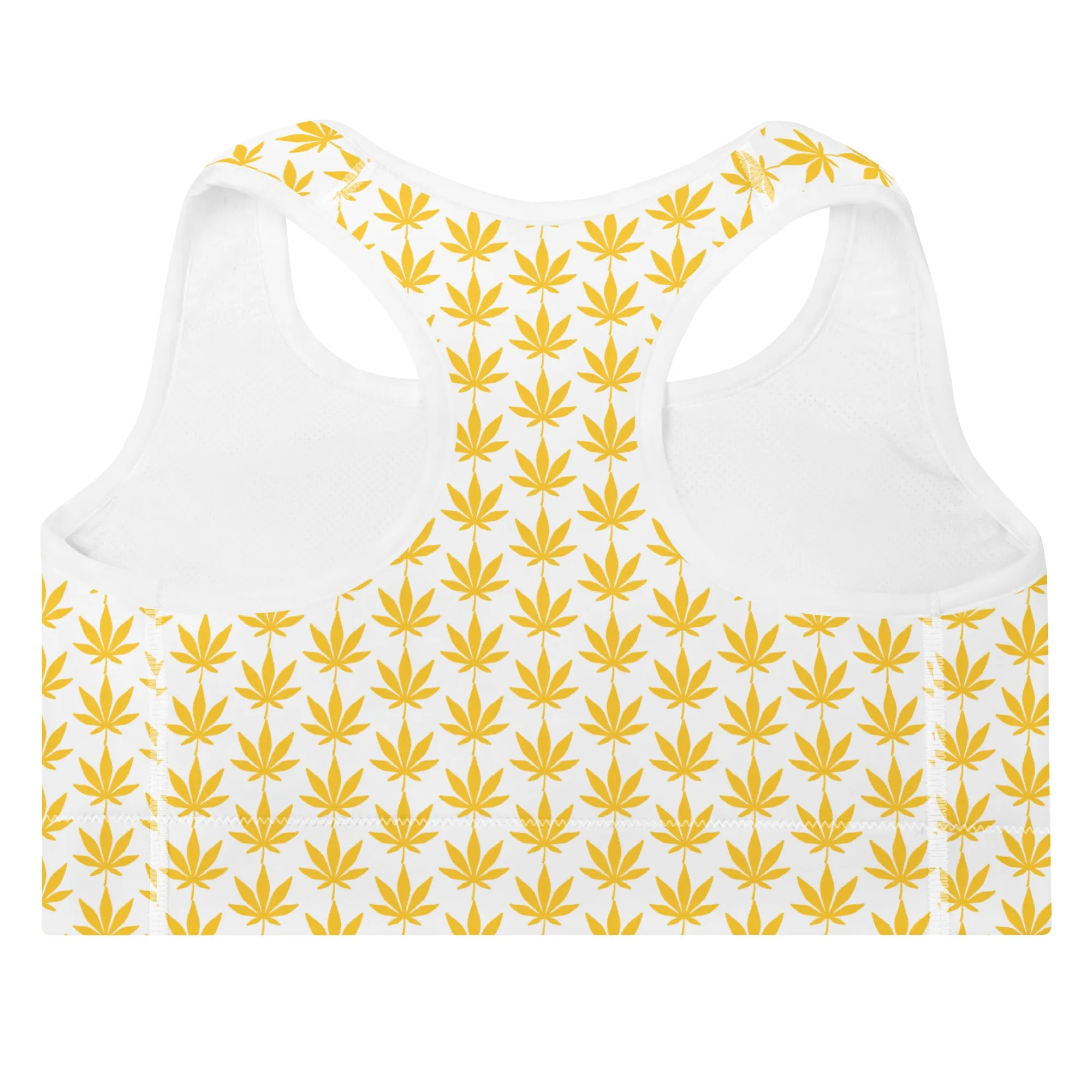 Yellow Leaf Padded Sports Bra
