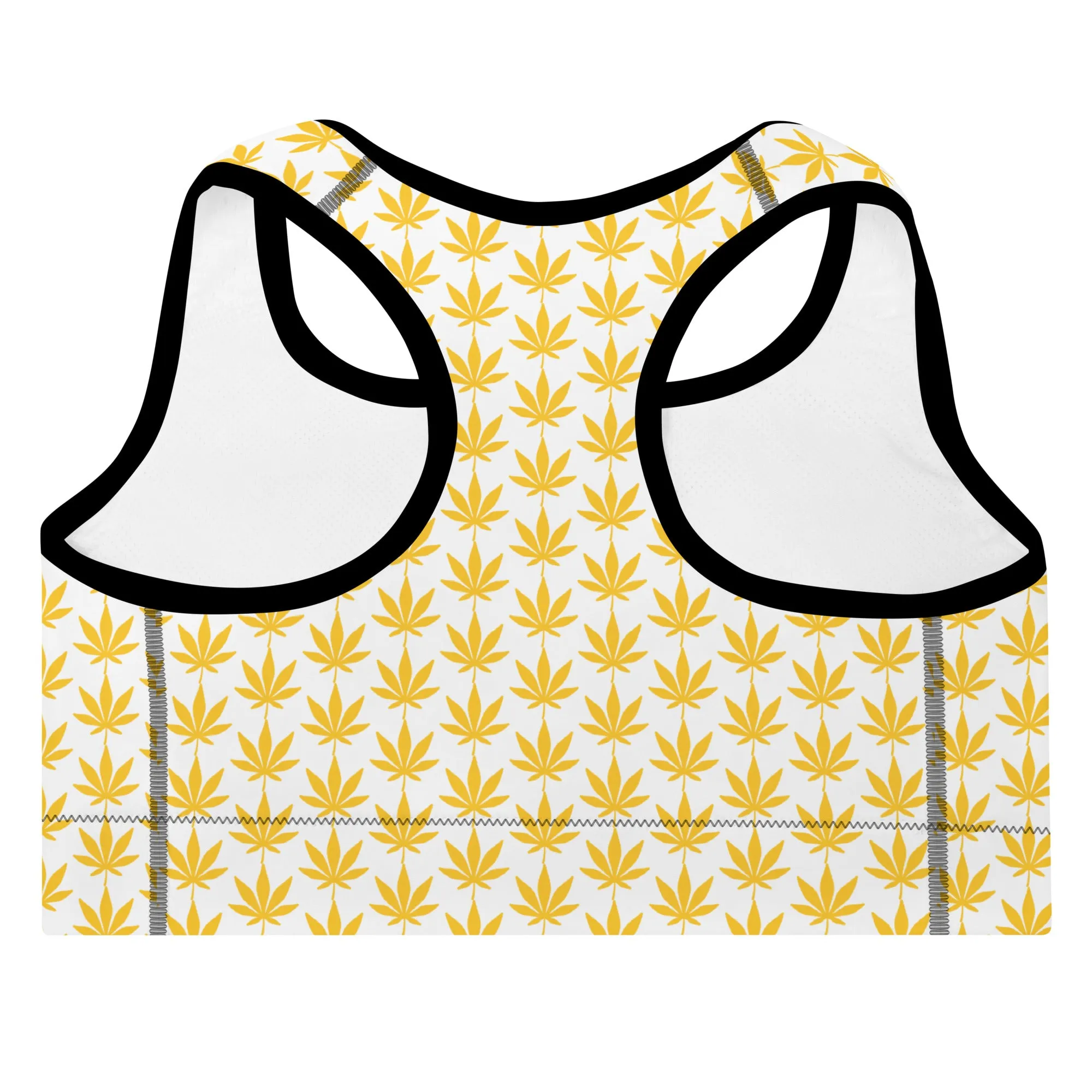 Yellow Leaf Padded Sports Bra