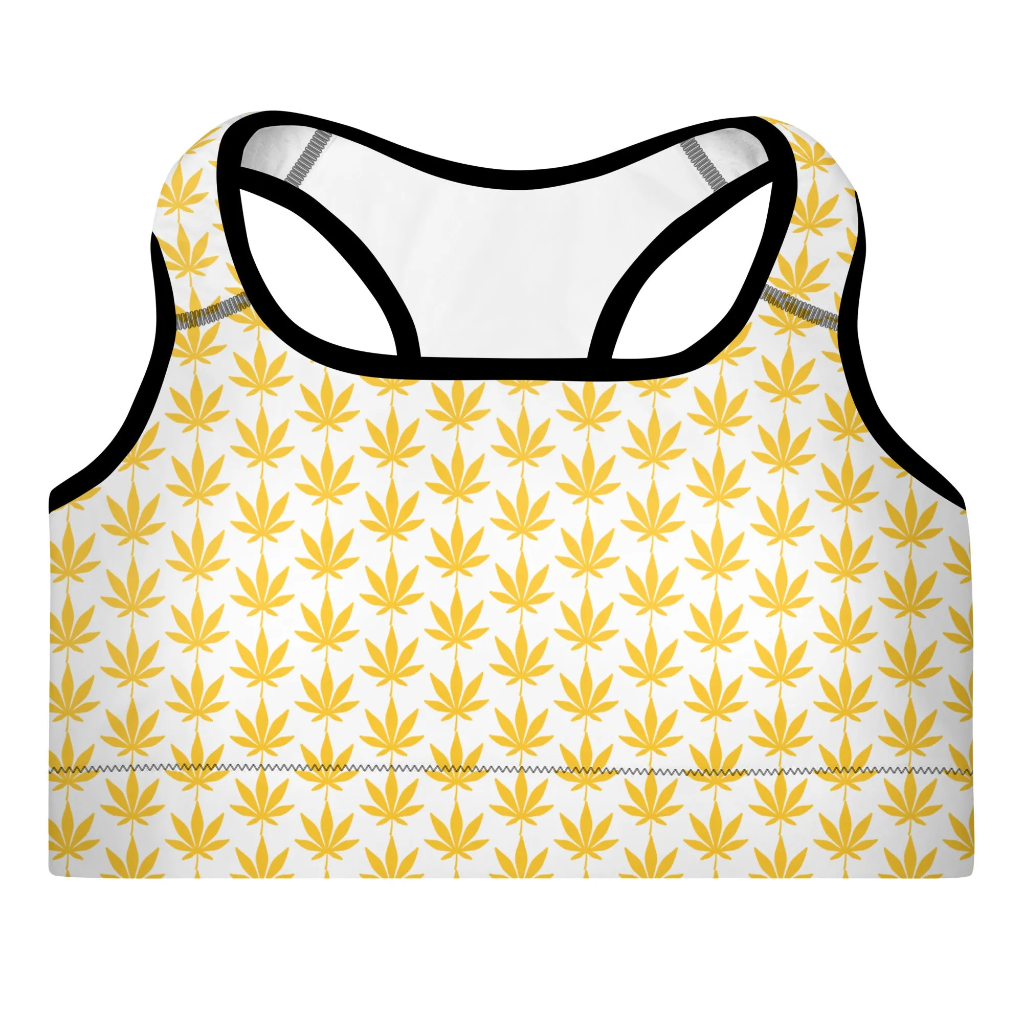 Yellow Leaf Padded Sports Bra