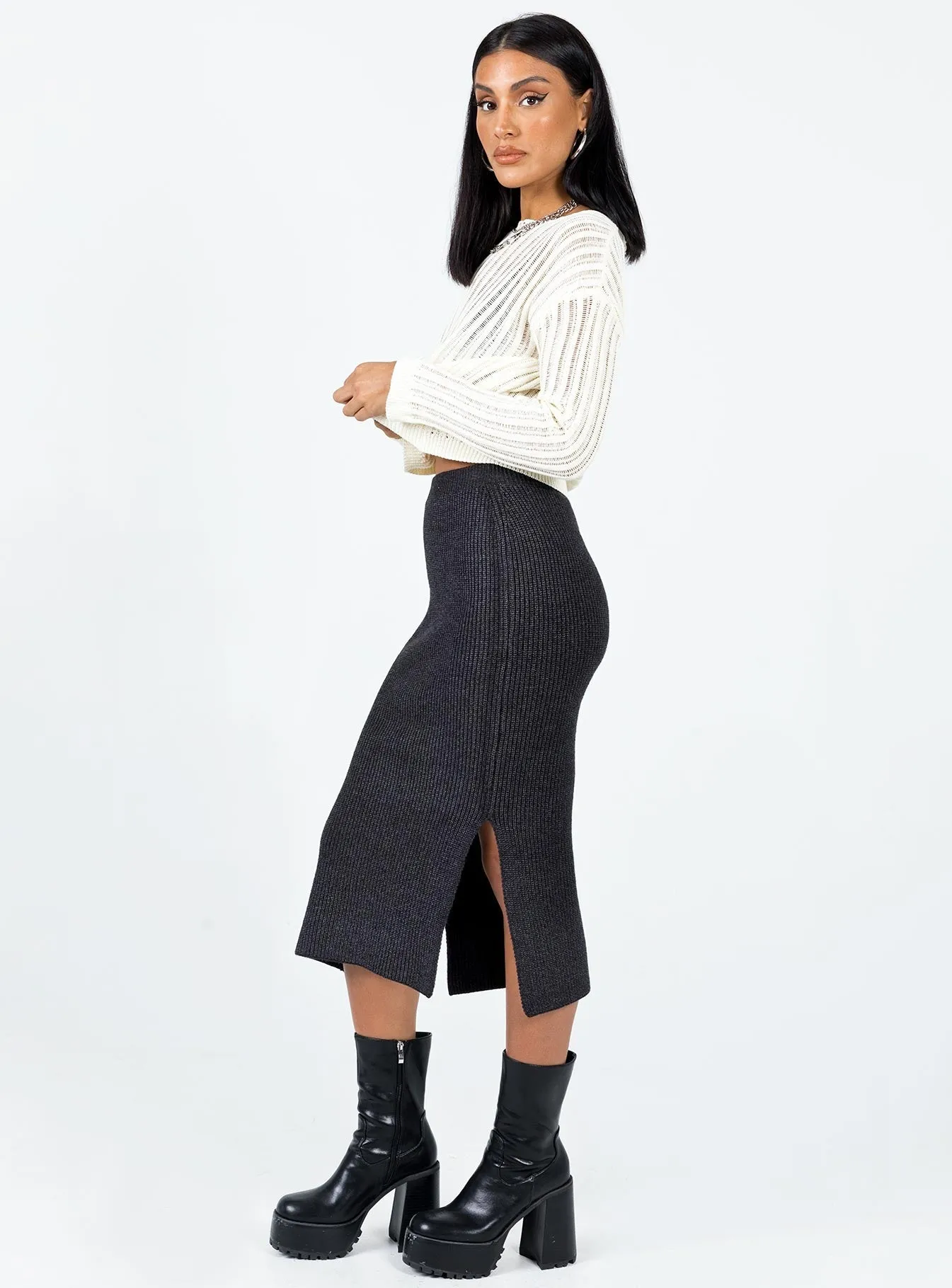Zanna Midi Skirt Slate
